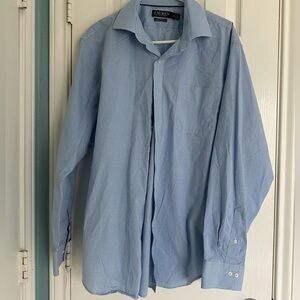 RALPH LAUREN - LRL Green Label Mens Blue Plaid L/S Dress Shirt, 18 36/37